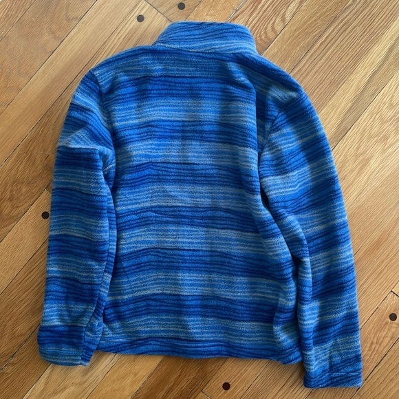 Eddie Bauer Boys S 7 8 Blue Striped Fleece Full Zipper Jacket Hand Pockets - Picture 4 of 4